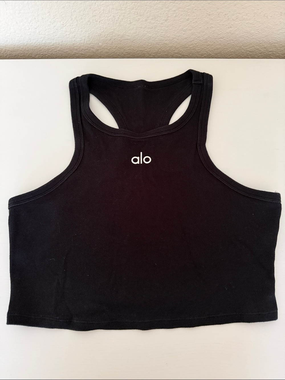 ALO Yoga Black Ribbed Racerback Crop Tank